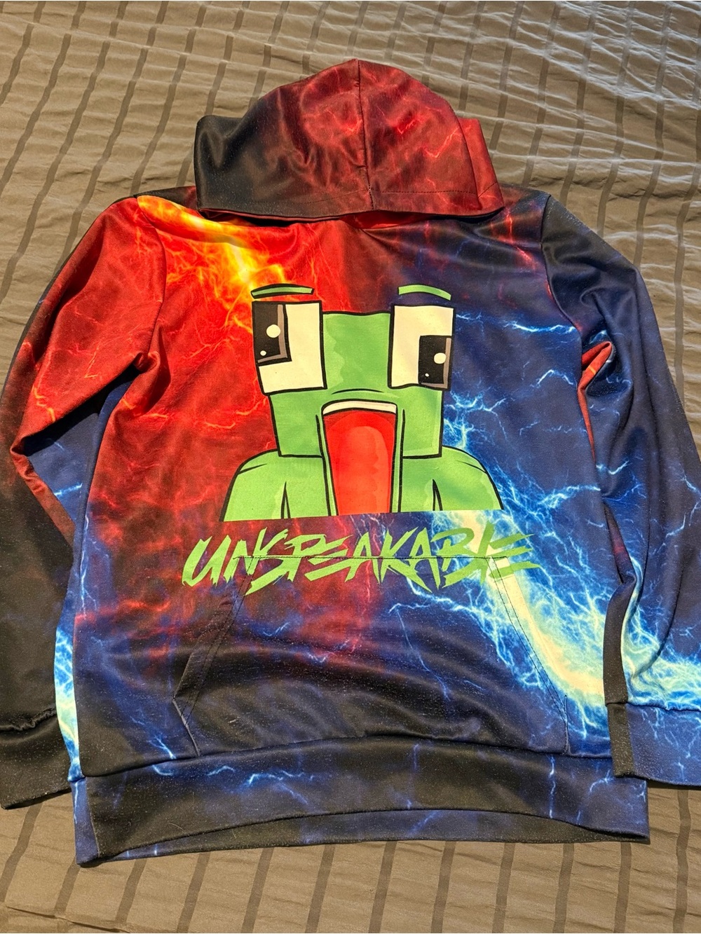 Unbreakable Kids' Green Frog Graphic Hoodie - Red & Blue